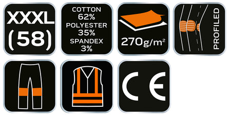 Pracovné nohavice PREMIUM, 62% bavlna, 35% polyester, 3% elastan, veľkosť XXXL od NEO TOOLS nájdeš na naravis.sk