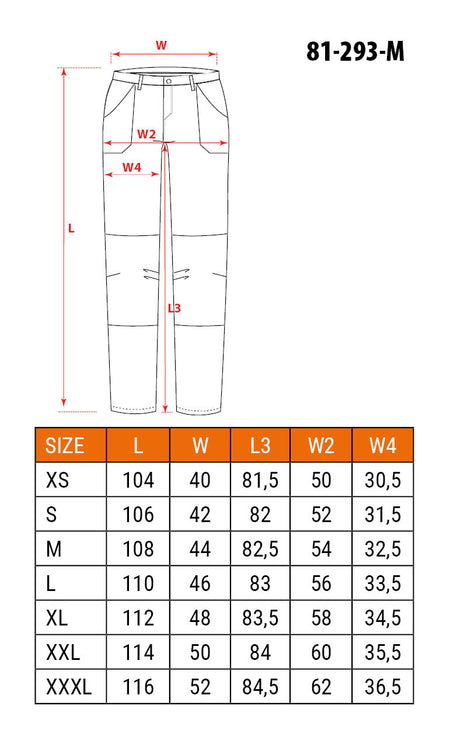 Pracovné nohavice OUTDOOR, 4-cestný elastický materiál, zeleno-sivé, veľkosť M od NEO TOOLS nájdeš na naravis.sk