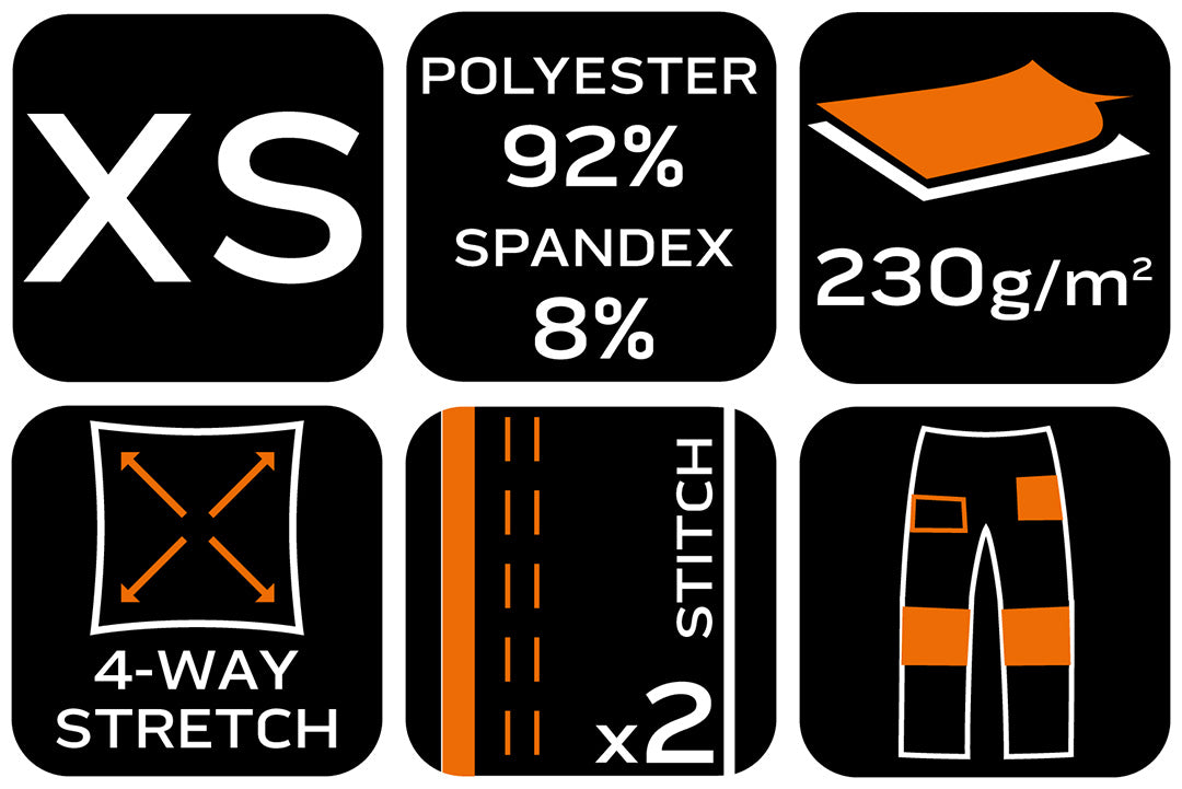 Pracovné nohavice Mix&Match, 4-cestný elastický materiál, čierno-zelené, veľkosť XS od NEO TOOLS nájdeš na naravis.sk