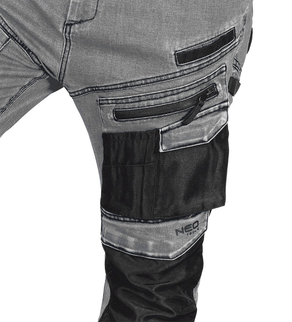 Pracovné nohavice DENIM, Oxfordská výstuž, sivé, veľkosť XXL od NEO TOOLS nájdeš na naravis.sk