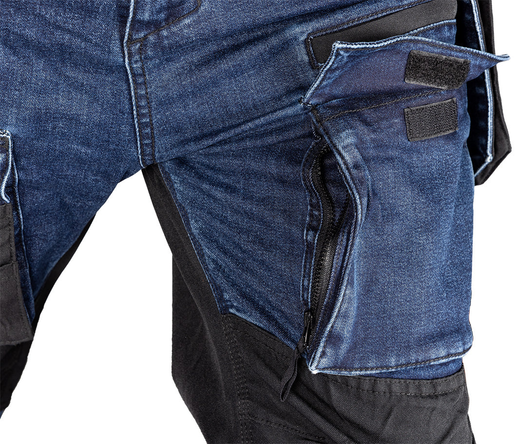 Pracovné nohavice DENIM, výstuž Cordura, odnímateľné vrecká, námornícka modrá, veľkosť L od NEO TOOLS nájdeš na naravis.sk