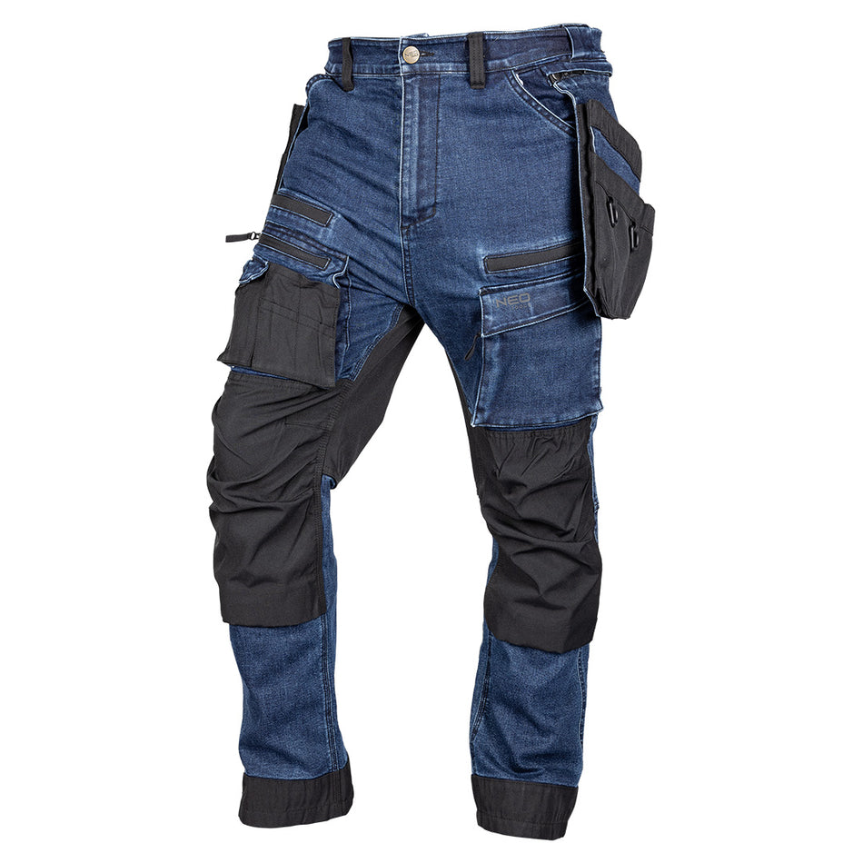 Pracovné nohavice DENIM, výstuhy Cordura, odnímateľné vrecká, námornícka modrá, veľkosť XXXL od NEO TOOLS nájdeš na naravis.sk