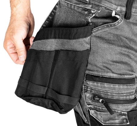Pracovné nohavice DENIM, zosilnená Cordura, odnímateľné vrecká, sivé, veľkosť XL od NEO TOOLS nájdeš na naravis.sk