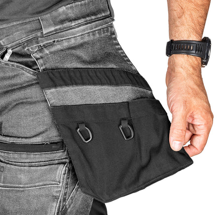 Pracovné nohavice DENIM, zosilnená Cordura, odnímateľné vrecká, sivé, veľkosť XS od NEO TOOLS nájdeš na naravis.sk