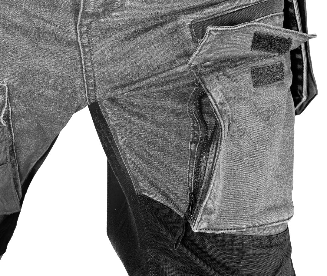 Pracovné nohavice DENIM, zosilnená Cordura, odnímateľné vrecká, sivé, veľkosť XS od NEO TOOLS nájdeš na naravis.sk