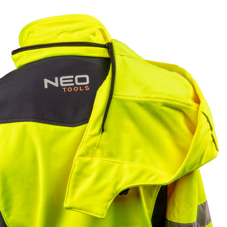 Pracovná bunda výstražná softshellová s kapucňou, žltá, veľkosť XXXL od NEO TOOLS nájdeš na naravis.sk