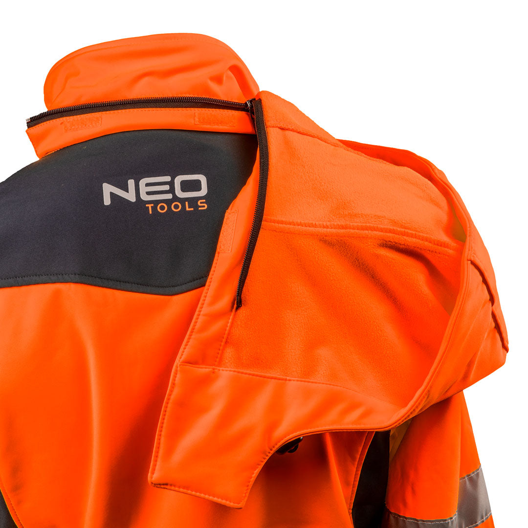 Pracovná bunda výstražná softshellová s kapucňou, oranžová, veľkosť XXXL od NEO TOOLS nájdeš na naravis.sk
