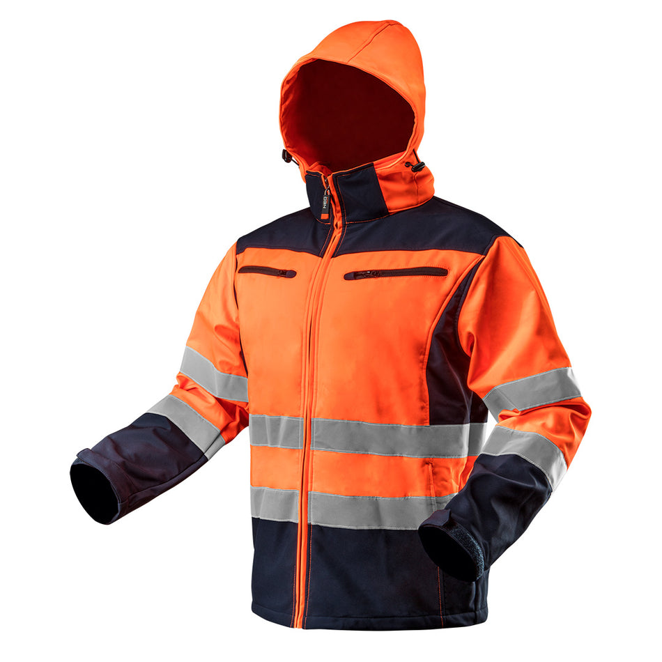 Pracovná bunda výstražná softshellová s kapucňou, oranžová, veľkosť XXXL od NEO TOOLS nájdeš na naravis.sk