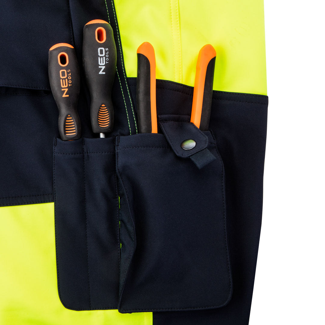Pracovné nohavice výstražné softshell, žlté, veľkosť M od NEO TOOLS nájdeš na naravis.sk