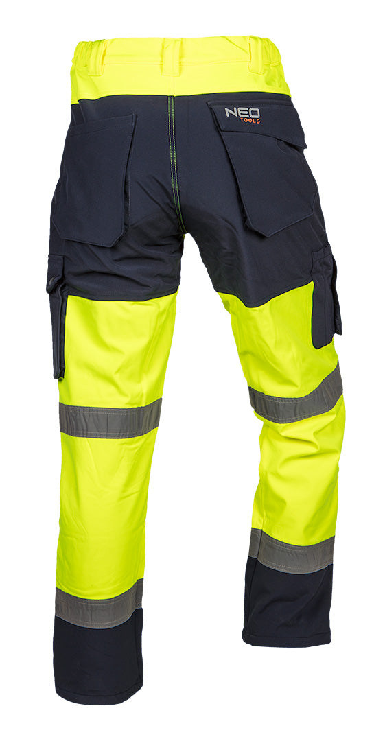 Pracovné nohavice výstražné softshell, žlté, veľkosť M od NEO TOOLS nájdeš na naravis.sk