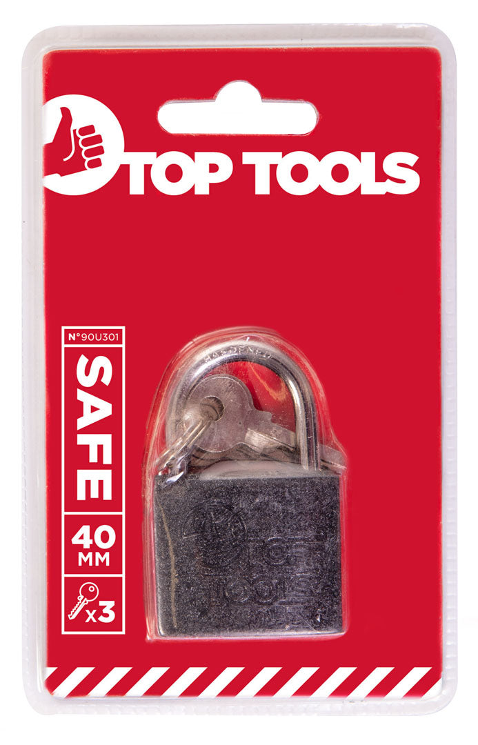 Zámka 40 mm, 3 kľúče od Top Tools nájdeš na naravis.sk