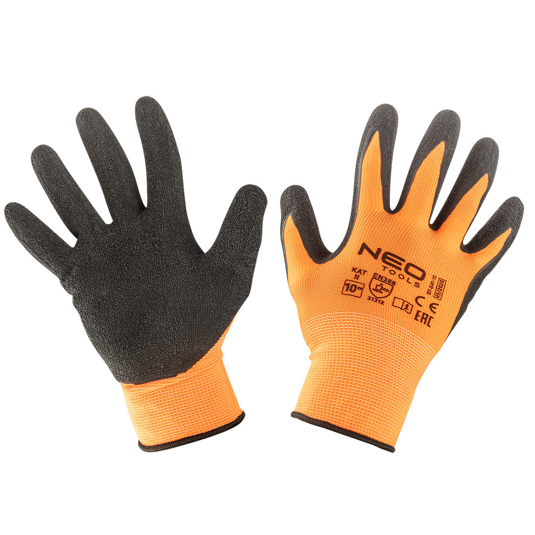 Pracovné rukavice, polyester potiahnutý latexom (krincle),3131X, veľkosť 10 od NEO TOOLS nájdeš na naravis.sk