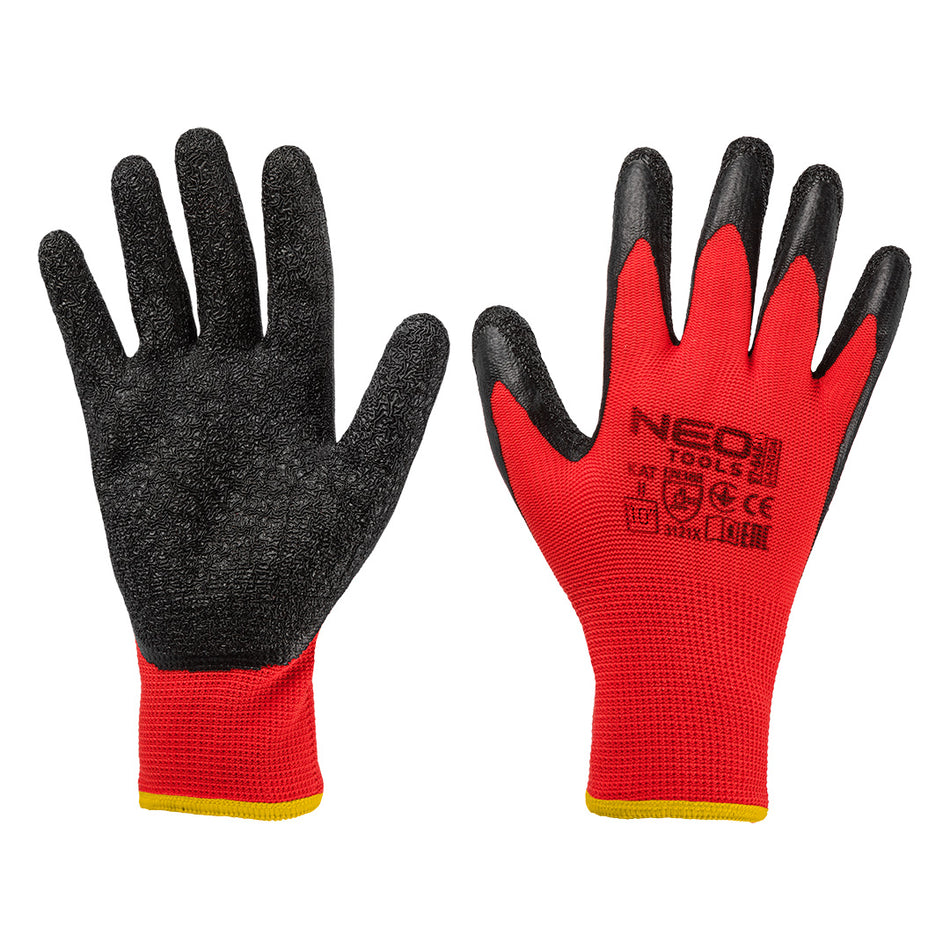 Pracovné rukavice, polyester s latexovým povlakom (krincle),3121X, veľkosť 10 od NEO TOOLS nájdeš na naravis.sk