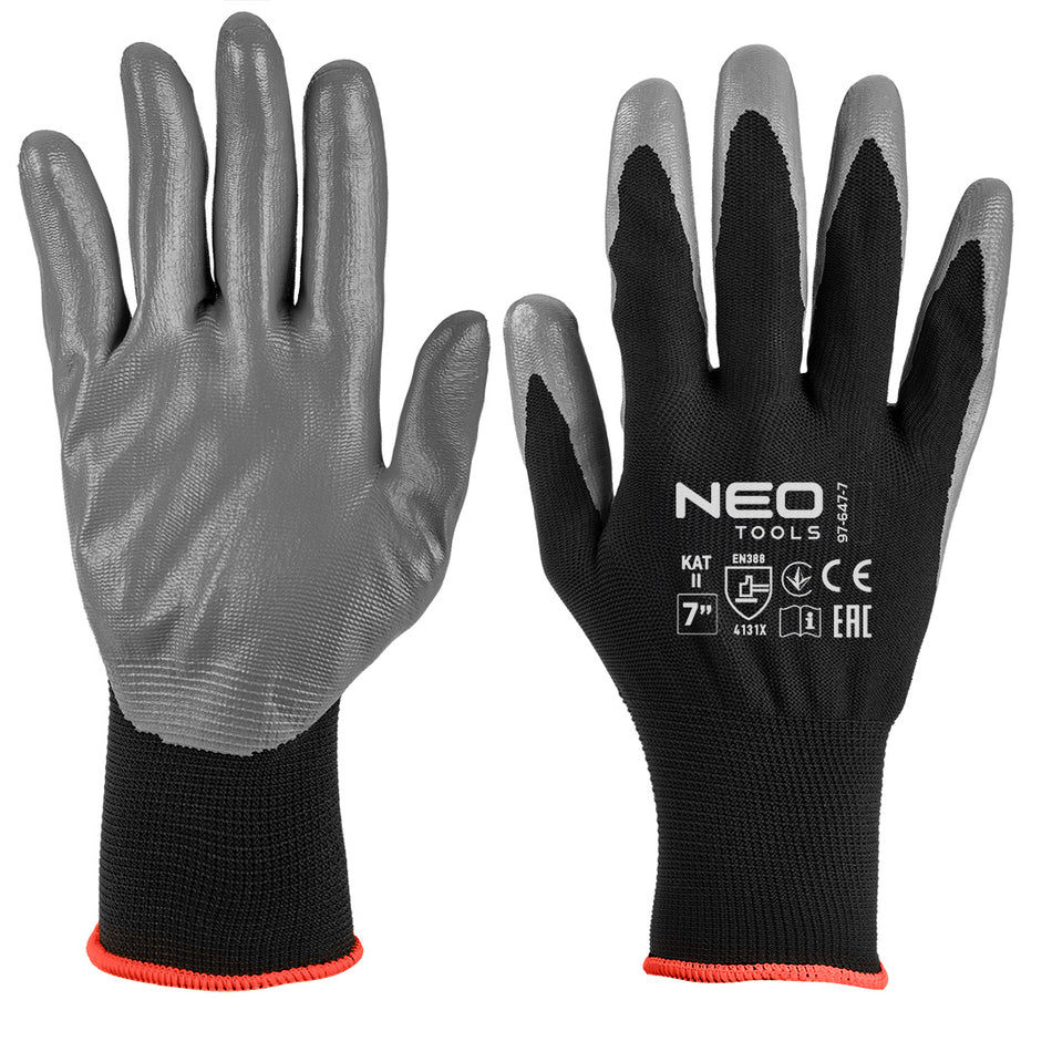 Pracovné rukavice, polyester s nitrilovým povlakom, 4131X, veľkosť 7 (karta) od NEO TOOLS nájdeš na naravis.sk