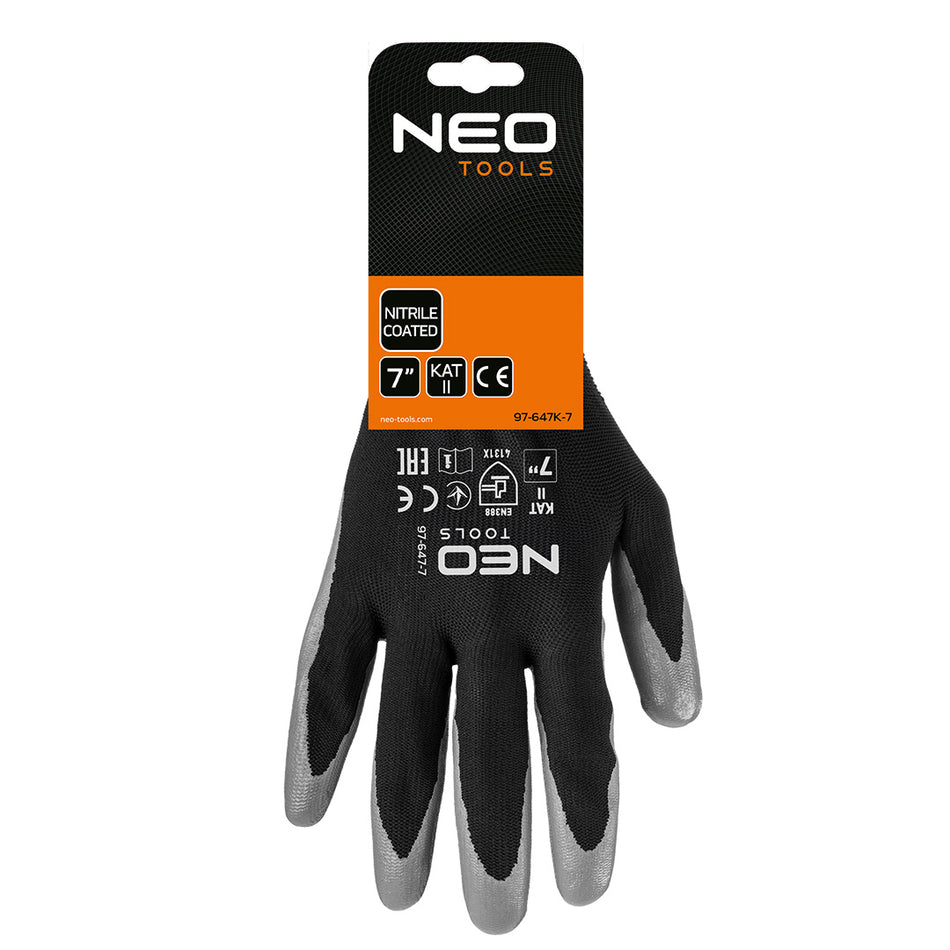 Pracovné rukavice, polyester s nitrilovým povlakom, 4131X, veľkosť 7 (karta) od NEO TOOLS nájdeš na naravis.sk