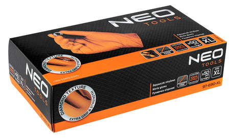 Perforované nitrilové rukavice, oranžové, 50 kusov, veľkosť XL od NEO TOOLS nájdeš na naravis.sk