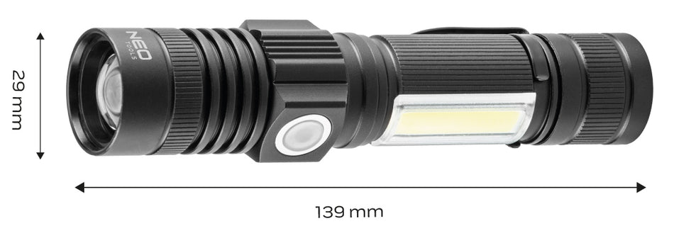 800 lm USB dobíjacia baterka 2 v 1 CREE T6 LED od NEO TOOLS nájdeš na naravis.sk