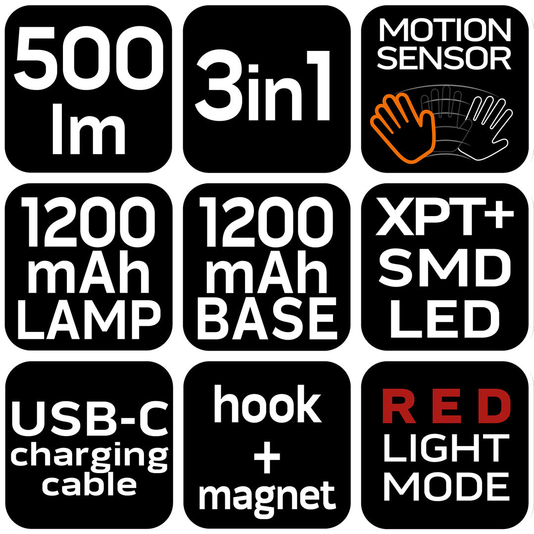 500lm dobíjací svetlomet so základňou od NEO TOOLS nájdeš na naravis.sk