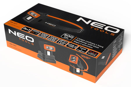 500lm dobíjací svetlomet so základňou od NEO TOOLS nájdeš na naravis.sk