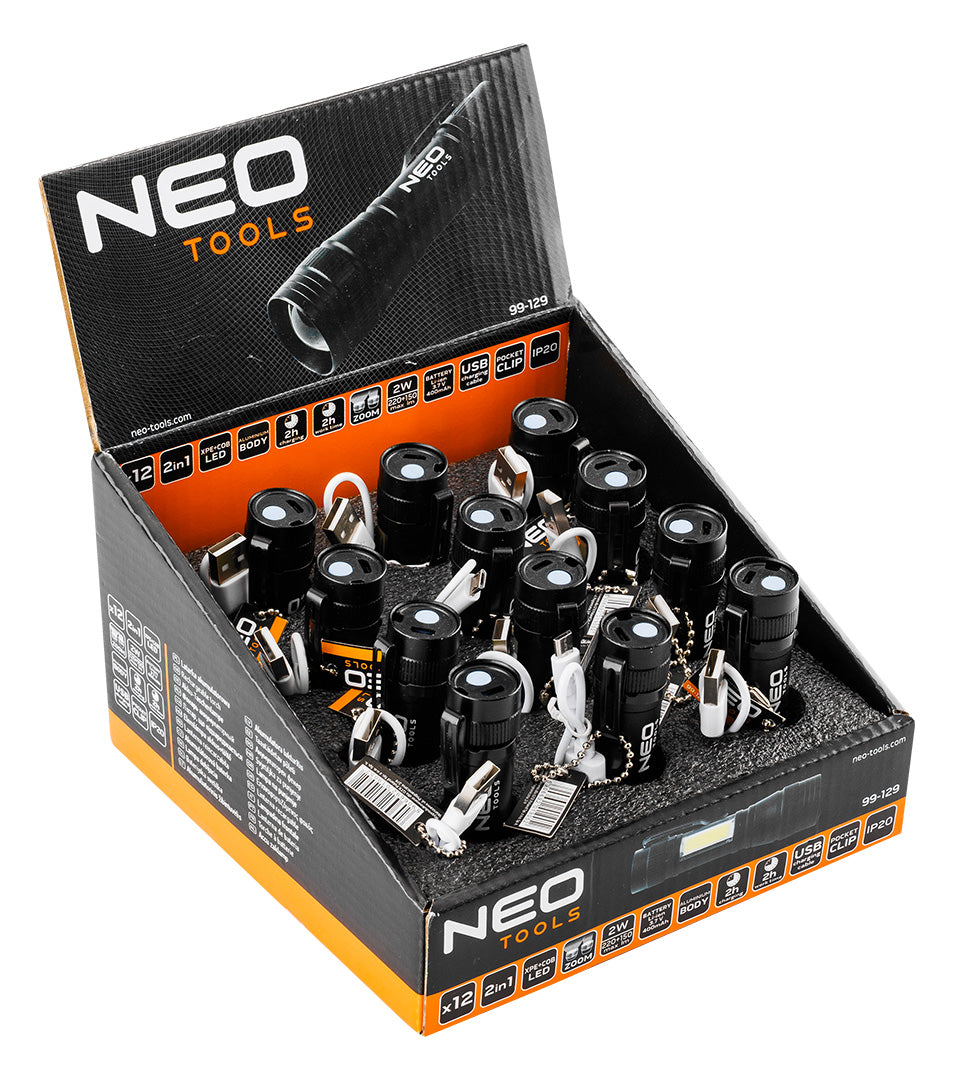 Dobíjacia baterka XPE+COB 220 lm, násobky 12. od NEO TOOLS nájdeš na naravis.sk